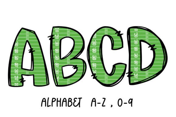 Football Alphabet Doodle Sublimation PNG: Graphics for Crafts & Content
