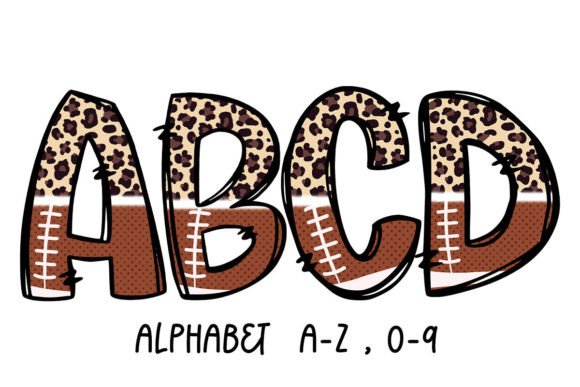 Football and Leopard Alphabet Doodle: Graphics for Crafts-Driven Brands