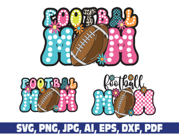 Football Mom Retro Race Checkered Polka Graphics