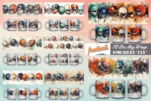 Football Mug Sublimation Design: Graphics for Crafts Sellers