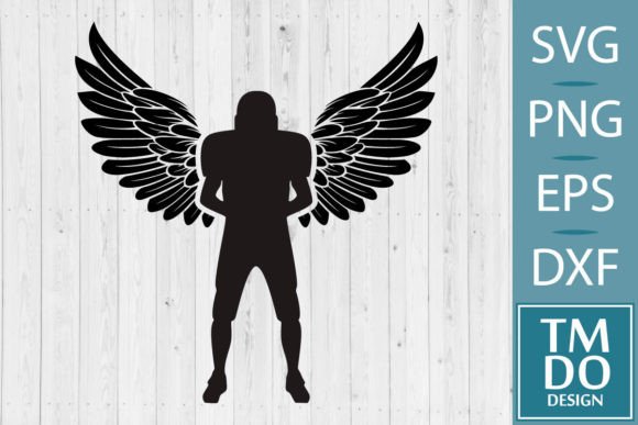 Football Player Memorial Angel Wings SVG Graphics for Crafts