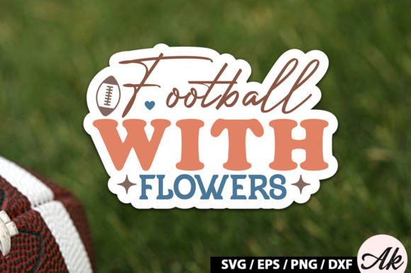 Football with Flowers Retro Stickers: Graphics for Crafts & Creative Brands