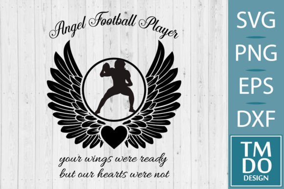 RIP Football Player Memorial Angel Wings Graphics