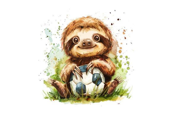 Sloths Playing Football Holding Ball Graphics for Crafts